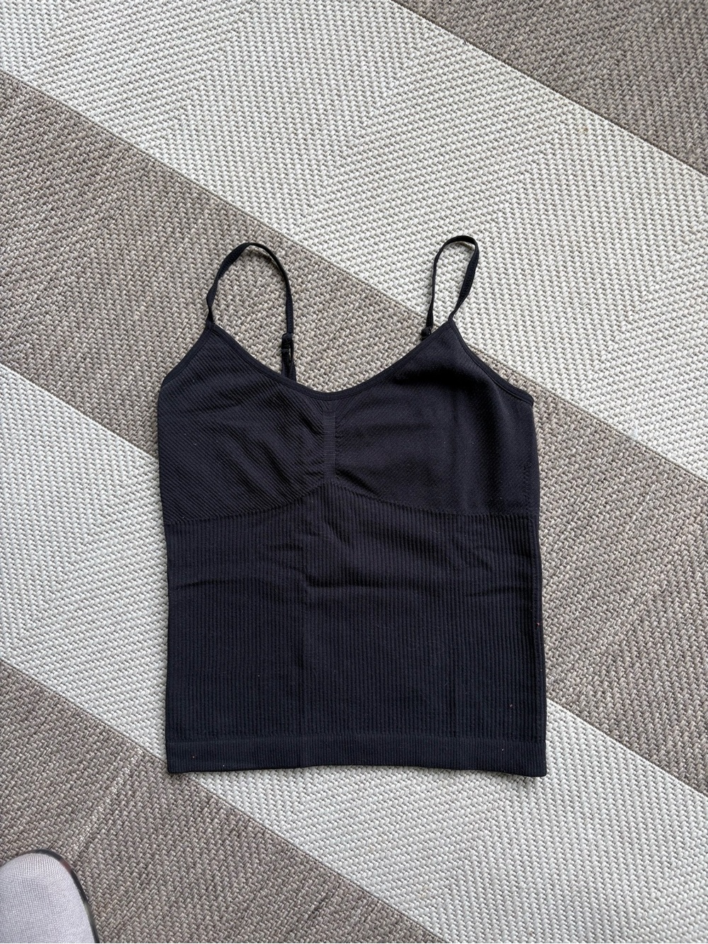 No Boundaries Black Ribbed Camisole Tank with Spaghetti Straps